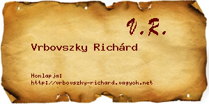 Vrbovszky Richárd névjegykártya
